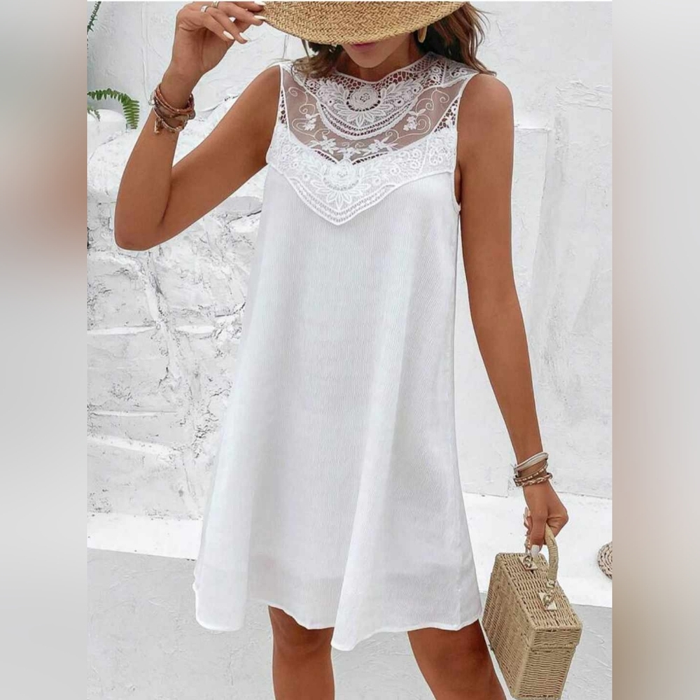 Lace Crochet Baby Doll Dress Sz M